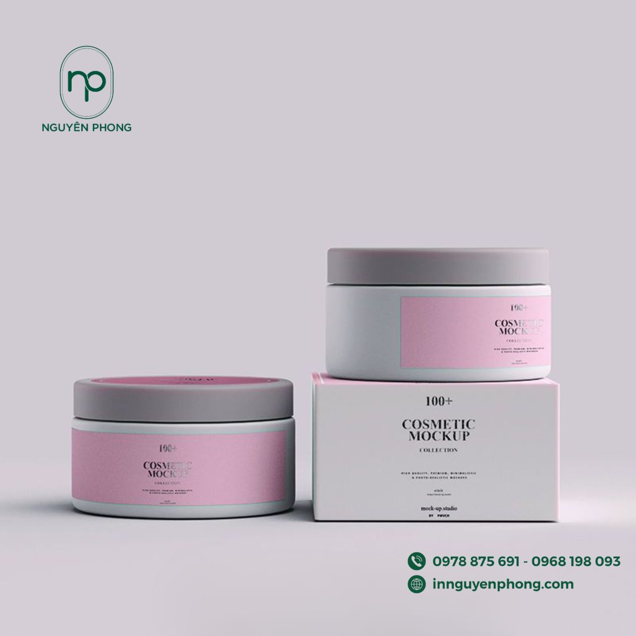 Mẫu logo kem body in trên tem và hộp giấy